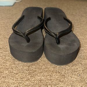 Black Platform Flip Flops